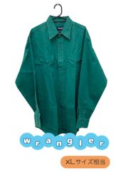 Wrangler　長袖デニムシャツ　グリーン　風合いがいい　使用感あり　擦れあり　XLサイズ相当　U-463