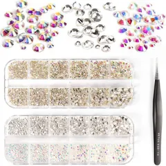 ❤️大人気❤️24種類ラインストーンデコレーション 2ケース　ピンセット付き