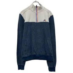 le coq sportif プリント スウェット トレーナー M ホワイト ハーフジップ ルコックスポルティフ 古着卸 アメリカ仕入 a609-5721