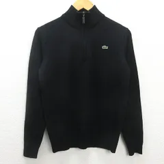 G■ラコステ/LACOSTE ハーフジップニットセーター/ウール【2】黒/men's/25【中古】■