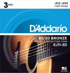 3set入りダダリオ アコースティックギター弦 .12-.53 EJ11-3D
