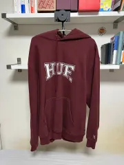 HUF フード付きTシャツ バーガンディー