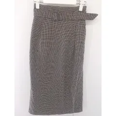 ◇ ◎ LOWRYS FARM ローリーズファーム ベルト付 千鳥格子 膝下丈 タイト スカート サイズM グレー ブラック レディース  【中古】 【1205300008605】