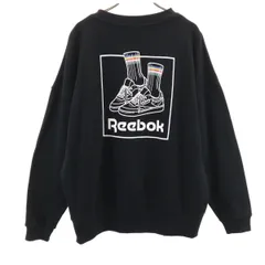 Reebok リーボック バックプリント 長袖 スウェット トレーナー M ブラック レディース 古着