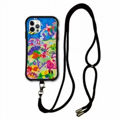 [iPhone11 アイフォン11] スマホショルダー付 iPhone14 i-coronケース アイフォン15 14 Plus 13 Mini 12 11 スマホケース カバー ショルダーストラップ 肩掛け 斜め掛け アニマル柄 さかな 魚 海中遊泳 カラフ