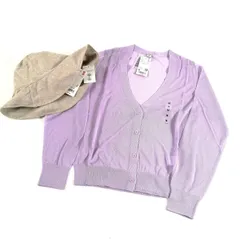 【未使用】サイズＭ ユニクロ ウィメンズ お得な春夏アイテム2点セット / ライトVカーディガン(ラベンダー)+ハット(ベージュ)　(#D-15)