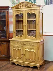 ★秋のお買得セール中!★ 送料無料 開梱設置サービス付 キッチンボード高級 おしゃれ アンティーク 完成品 天然木 木製 什器 ディスプレイ ラック 飾り棚 インテリア キャビネット エレガント 飾り棚兼収納 食器棚 収納棚 リビング 飾り棚