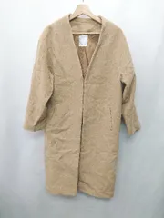 ◇ ⊇ SALOON ノーカラー 長袖 ロングコート サイズ38 ベージュ レディース E  【1412260013550】