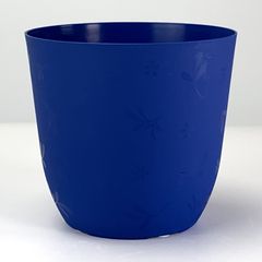 プラ鉢 3号 スタンダード丸鉢リーフ模様 ブルー 3.5TKM 幅9.2cm×高さ8.5cm 