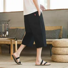 種類23：M/A：ブラック メンズ ファッション 服 男性用 オシャレ シンプル 大人 かっこいい 大きいサイズ ストリート 紳士服 リネン パンツ 夏 薄手 綿 クロップド パンツ ストレート カジュアル