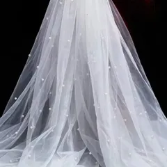 テーブルランナー テーブルクロス パール  テーブルセンタークロス チュール ウェディング 結婚式 ウェルカムスペース パーティー テーブル装飾 おしゃれ ダイニングテーブル　帯 二次会装飾 白 ホワイト パール付き