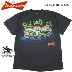 241 Budweiser バドワイザー Tシャツ ブラック Lサイズ 半袖 budweiser アメリカ ビール BEER USA製 1995 Changes カエル フロッグ バンT フェス ミュージックT レア 希少 メンズ レディース