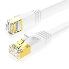 【人気商品】10Gbps/600MHz 高速 金メッキ 多重シールド カテゴリー7 RJ45コネクタ SSTPカテゴリー7 LANケーブル コネクタモデム ルータ PS5 CAT7 PS4 Xbox等対応 Eono(イオーノ) (ホワイト＋フラット 5m)