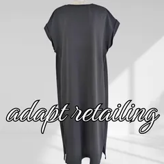 USED adapt retailing フレンチスリーブ ロングワンピース ブラック 裏地無 レディース 夏 速乾性 アダプトリテイリング
