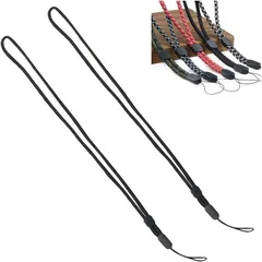 Umikaji(ウミカジ) ストラップ スマホ 携帯 ひも ロング お得な2本セット ネック 首掛け スマートフォン や 携帯電話 などに 落下防止 シンプルなデザインで使いやすい デジカメ 鍵(ブラック 2本,  全長/約4+40cm)