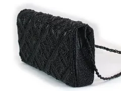 【訳あり】3WAY ビーズバッグ パーティーバッグ（ブラック）クラッチ バッグ フォーマルバッグ パーティー 結婚式  ビーズ 結婚式 2次会 ドレス 卒業式 入学式 ハンドメイド ウエディング 発表会