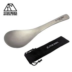 ★アウトレット★ TITAN MANIA チタンマニア カレースプーン チタン製 軽量 頑丈 直火 スプーン レンゲ 一体型 調理器具 キッチンツール キャンプ ソロキャンプ アウトドア用品 キャンプ用品 収納袋付き