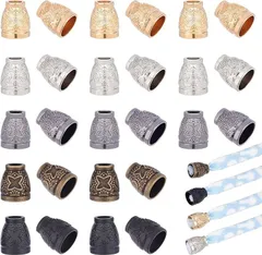 PH PandaHall ループエンド 60個 5色 ひも用 先端金具 コードエンドロック エンドキャップ トレパン パーカー留め具 アクセサリー部品 紐の先 パーツ( MIX色)