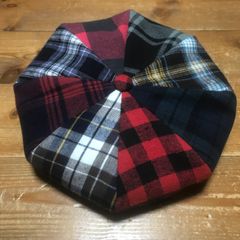 ハンドメイド　ビッグキャスケット　コットンネル　古着ネルシャツ　クレイジーパターン　パッチワーク　サイズオーダー　メンズ　レディース　ココナッツ