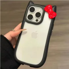 【数量限定】人気 韓国 スマホケース 耐衝撃 iPhone16ケース iPhone16ケース 透明 おもしろ ソフトケース TPU クリア シリコンゴム ネコラクター 創意 猫柄 ネコ耳 落下防止 猫耳リボン (ブラック 3D かわいい iphone シンプル