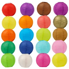 紙ちょうちん 提灯 30色30個セット直径20cm カラフル紙提灯 お祭りお盆提灯 夏祭りイベント装飾用 パーティー/イベント/居酒屋/誕生日/結婚式/DIY絵画/丸型紙提灯/開業 DARENYI (マルチカラー)のサムネイル