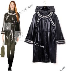 シャネル コート CHANEL ブラック ラム レザー 黒 ブレイド トリミング カール・ラガーフェルド 柔らか 軽い 動きやすい 貴重 超美品 38 40 限定品レア