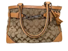♪2463 COACH コーチ COACH コーチ シグネチャー ブラウン キャンバス/レザー 8K06 トートバッグ ショルダーバッグ  中古 美品