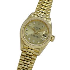 ロレックス ROLEX デイトジャスト 69178G W番 時計 レディース ブランド 10P ダイヤモンド 自動巻き AT 750YG 18K 金無垢 ゴールド 磨き済み 【中古】