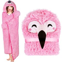 着る毛布 レディース 着るブランケット かわいい フラミンゴ バスローブ マント ひざ掛け 肩掛け 男女兼用 ロング丈 ポンチョ 厚手 ルームウェア 真冬 寒さ対策 クリスマス プレゼント