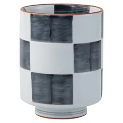 【特価商品】波佐見焼 湯呑 大きめ 容量約375ml グレー市松 グレー 電子レンジ可 食洗器対応 24715