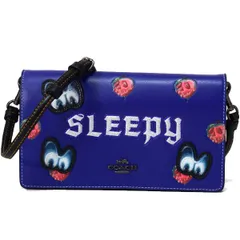 コーチ バッグ COACH ディズニー コラボ カーフレザー スリーピー フォールドオーバー クラッチ クロスボディー ショルダー 2way バッグ パープル【訳あり】33045