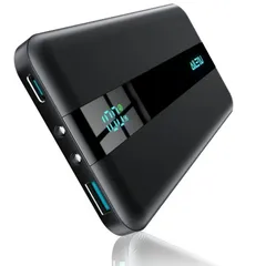 モバイルバッテリー 大容量 急速充電【Ailewu独創10000mAh超薄型】軽量 小型  充電器 バッテリー 22.5W  Type-c入出力ポート 2台同時充電 LEDライト付き 懐中電灯  LCD残量表示 PSE認証済 持ち運び充電器 旅行 出張 緊急