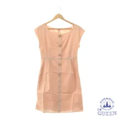 ☆美品☆ Feroux フェルゥ ワンピース ミニワンピース タンクトップ 袖なし ラウンドネック ツータック タイト レディース ピンク 2 901-7627 送料無料 古着