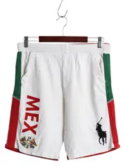 【お得なクーポン配布中!】 ビッグポニー ポロ ラルフローレン 鹿の子 ロング ショートパンツ ボーイズ XL メンズ M 程 メキシコ代表 短パン ショーツ ポケット付き 白