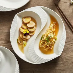 ♪２つの料理が１皿に収まる コマ割り皿 Ｌサイズ［幅31.5cm］　　　　　　　　　　　深皿 皿 おしゃれ パーティー