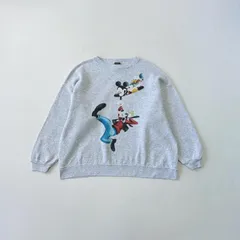 90s USA製　ミッキー　プリント　スウェット　グーフィー　ドナルド　キャラクター　グレー R2135