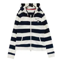 サイズ：M AND PER SE アンパスィ  フード付 ジップジャケット ボーダー柄 ネイビー系 [240101389751] ゴルフウェア レディース ストスト