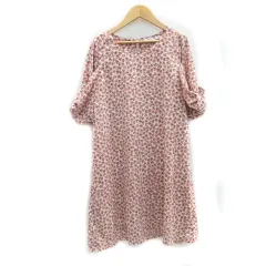 レイカズン Ray cassin Favori ワンピース 五分袖 ひざ丈 ラウンドネック 花柄 F マルチカラー ベージュ /MS15