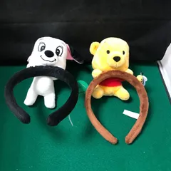 5639　ディズニーぬいぐるみ　カチューシャ　くまのプーさん＆１０１匹のわんちゃん2点セット【中古】