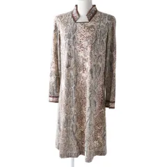 美品◎正規品 日本製 LEONARD FASHION レオナール ファッション 0320918 シルク混 長袖 ロングワンピース パイソン柄 ブラウン系 38のサムネイル