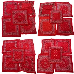 古着卸 まとめ売り ペイズリー柄 バンダナ 小物 20枚セット (ユニセックス ) レッド 赤 レッドホワイト 中古 古着 NA8048