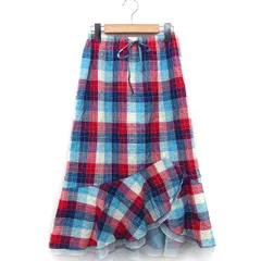 レストローズ L'EST ROSE マーメイドスカート フレア ロング ミモレ丈 チェック 柄 切替シフォン イレギュラーヘム コットン 綿 M マルチカラー /HT4