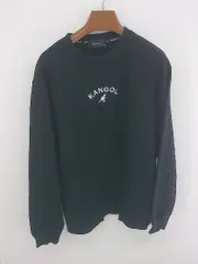 ◇ KANGOL カンゴール ロゴ刺繍 クルーネック 長袖 トレーナー スウェット サイズLL ブラック ホワイト系 メンズ E 【1307250038852】