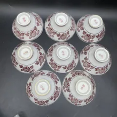 X134 有田焼 菊文様 食卓揃 8客セット おまとめ 和食器 飯椀 茶碗 赤絵 花柄 中古 ヴィンテージ ※一部糸底欠けあり