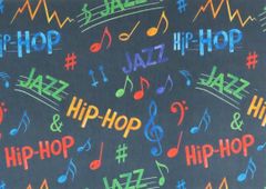 【ゆきちゃん限定】X2331 HIPHOP＆JAZZ ポップ柄 紺 1m