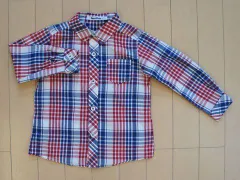 ファミリア familiar アウトレット 子供服 男の子 100cm 長袖 シャツ チェック 紺 赤 白 トリコロール 春 夏 ★3 トップス ボーイズ 男児 キッズ 【中古】 ユーズド リサイクル 古着 子ども服 こども