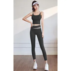 ☆ ブラック×ブラック ☆ Mサイズ ☆ ヨガウェア 上下セット 体型カバー ヨガウェア 上下セット レディース トップス ヨガパンツ ヨガレギンス パンツ レギンス スポーツブラ スポーツウェア フィットネスウェア ヨガセット 伸縮性 ストレッチ スポーツ