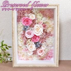 豪華なフレームで飾る プリザーブドフラワー アレンジ制作 フラワーフレーム 額縁に入ったお花 fm287