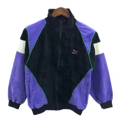 PUMA プーマ ワンポイントロゴ ベロア トラックジャケット スポーツ ブラック (メンズ M相当) 中古 古着 Q1676