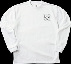 いぬワンポイントイラスト/オリジナルデザイン/00304-ALT/glimmer 4.4オンス ドライロングスリーブTシャツ/ホワイト